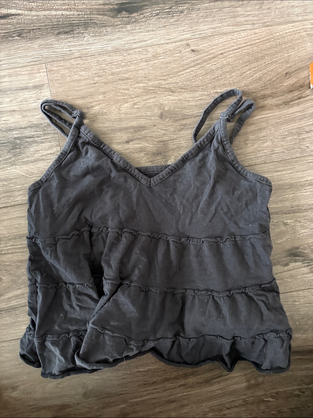American Eagle Outfitters Black Ruffle Tiered Camisole